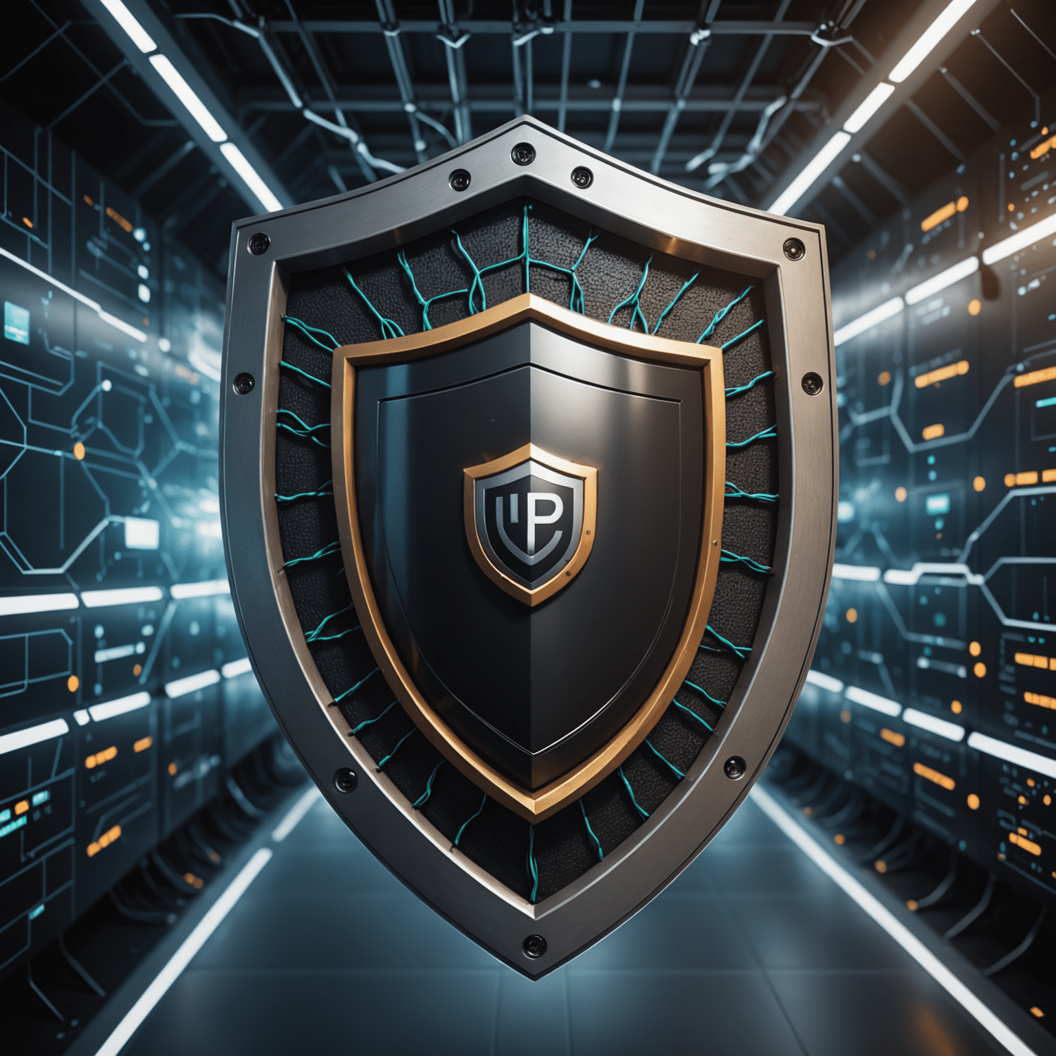 Image montrant un bouclier de protection sur un réseau, symbolisant la sécurité renforcée grâce à Advanced IP Scanner