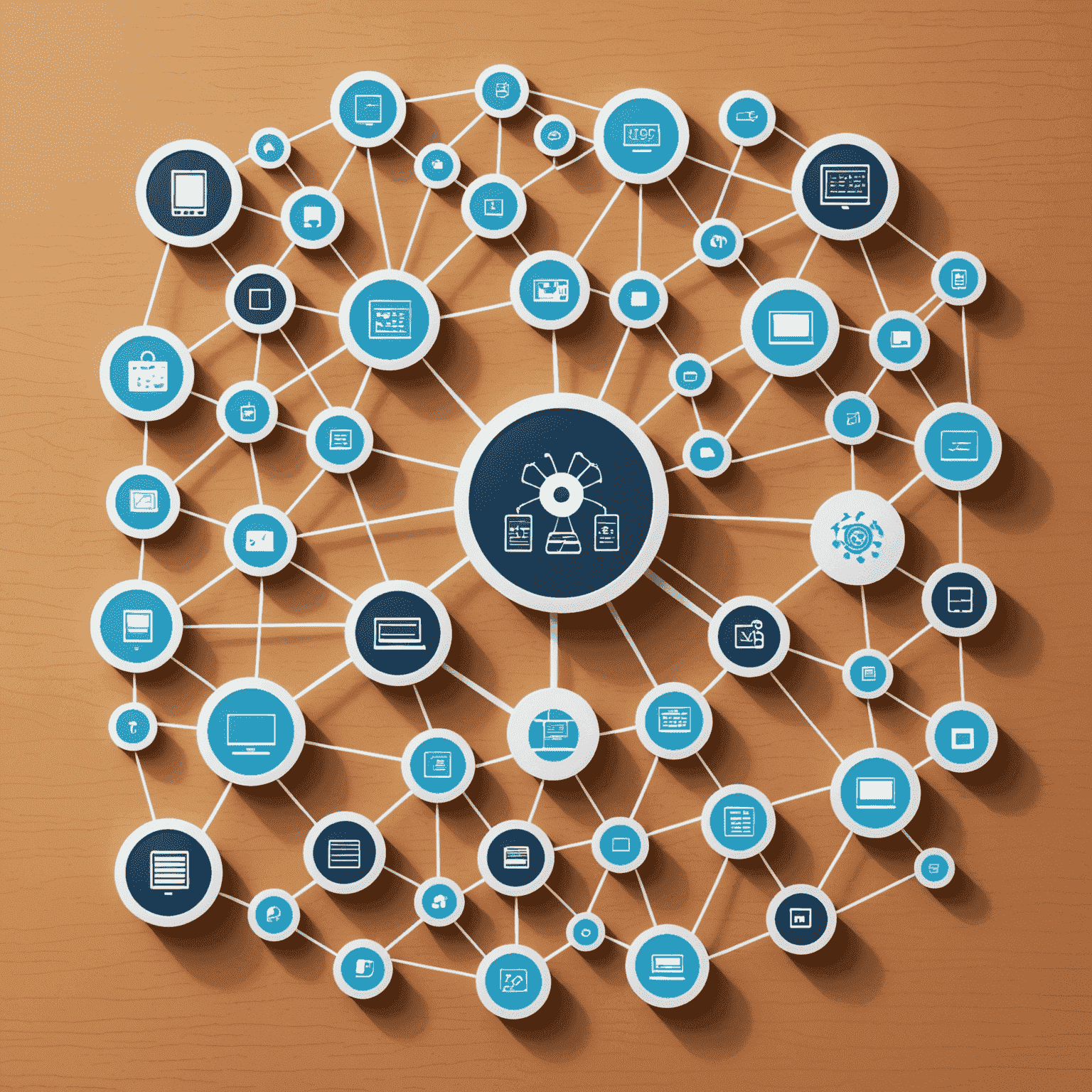 Image illustrant une interface de gestion de ressources réseau avec des icônes représentant différents appareils et connexions