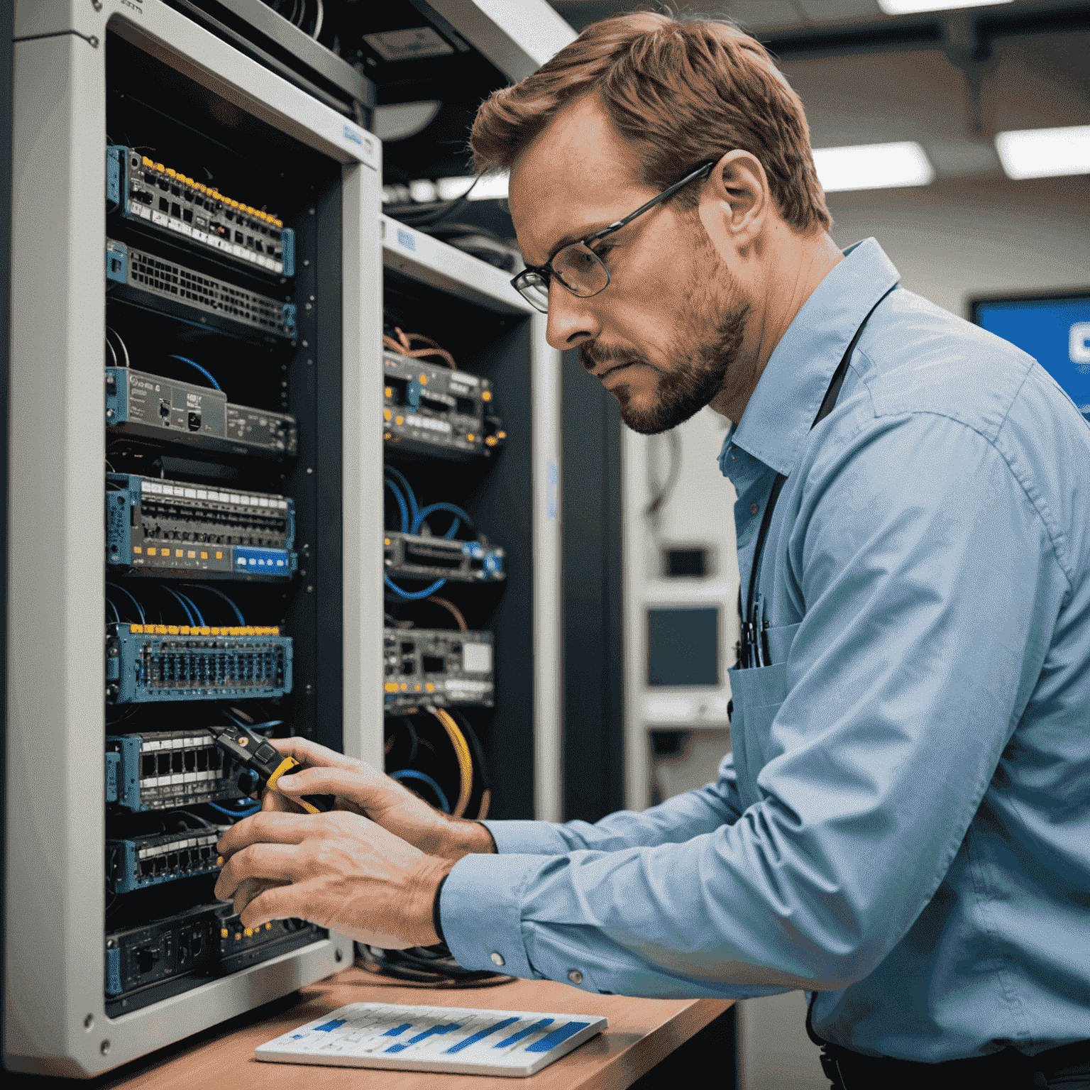Image montrant un technicien utilisant Advanced IP Scanner pour résoudre des problèmes de connectivité réseau